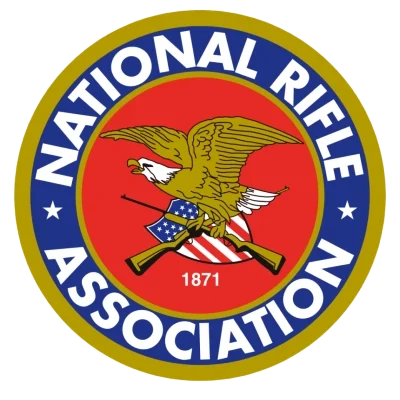 National Rifle Association logo with a bald eagle and rifle, US flag shield, "1871," and circular border—trusted by private investigators.