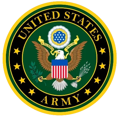 Official United States Army emblem with bald eagle, shield, olive branch, and arrows—ideal for private investigator reference.