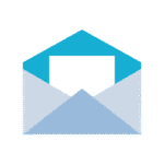 Illustration of an open envelope with a blank paper, symbolizing confidential investigator reports and secure communication services.