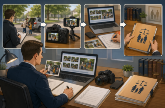Investigator documenting custody evidence discreetly