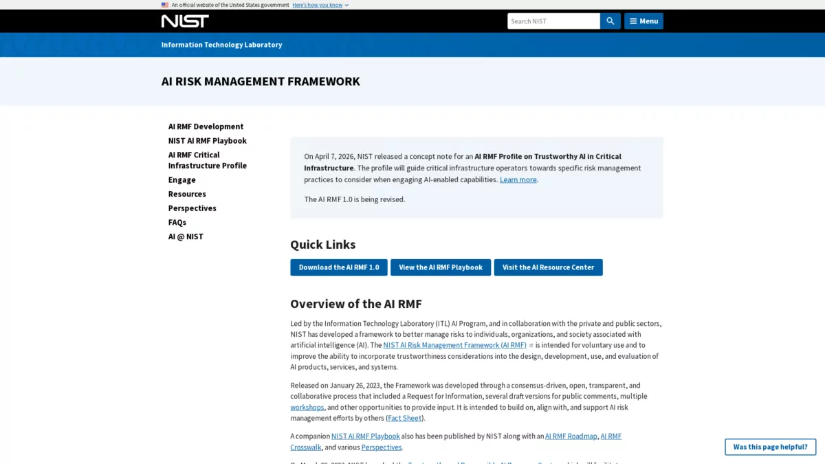 NIST AI Risk Management Framework
